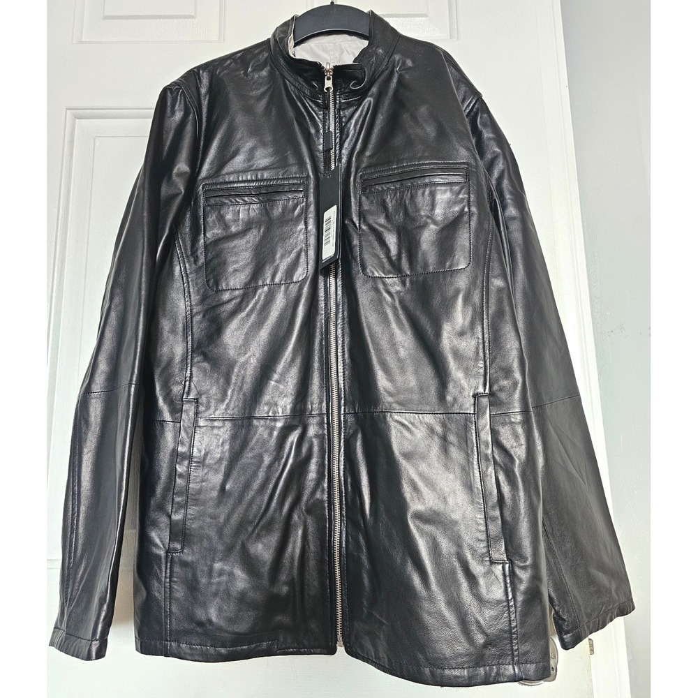 Regency‎ By Lamonte Collection Mens Black Genuine Leather Jacket Full Zip Size M